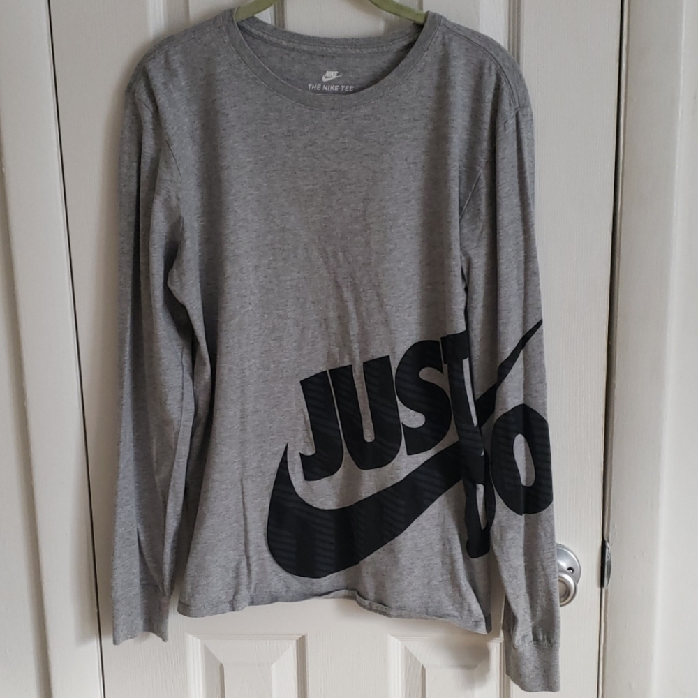 Mens Nike long sleeve gray black just do it tshirt